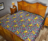 Cute Yellow Monkey Leaves Pattern Premium Quilt