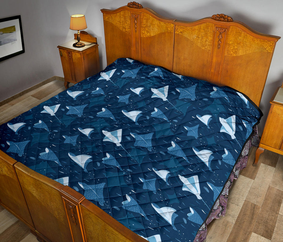 Stingray Pattern Print Design 04 Premium Quilt