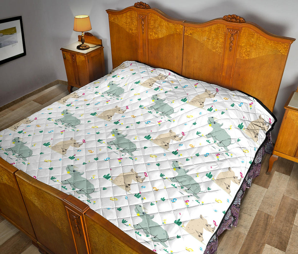 Cute Rhino Pattern Premium Quilt
