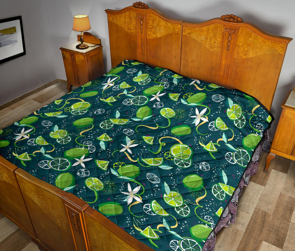 Lime Ice Flower Pattern Premium Quilt