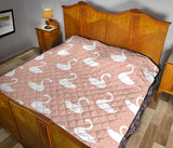 Swan Flower Light Pink Background Premium Quilt