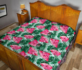 Watermelons Tropical Palm Leaves Pattern Premium Quilt