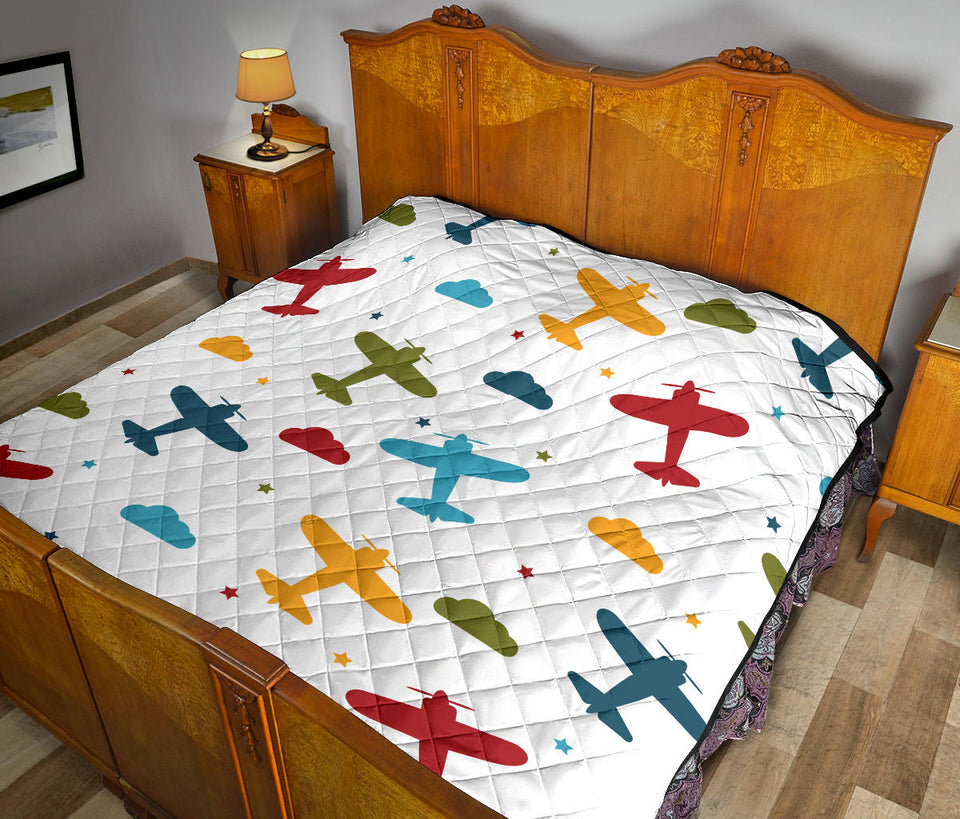 Airplane Star Cloud Colorful Premium Quilt