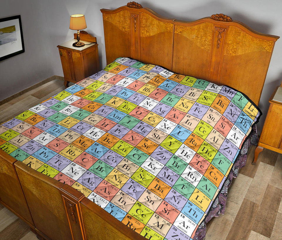 Chemistry Periodic Table Pattern Print Design 01 Premium Quilt