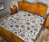 Cute Nautical Steering Wheel Anchor Pattern Premium Quilt