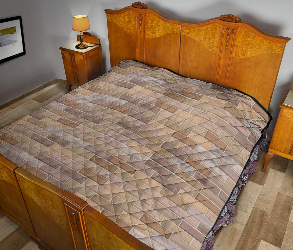 Brick Printed Pattern Print Design 01 Premium Quilt