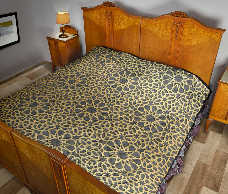 Arabic Star Gold Pattern Premium Quilt
