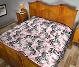 Zebra Pink Flower Background Premium Quilt