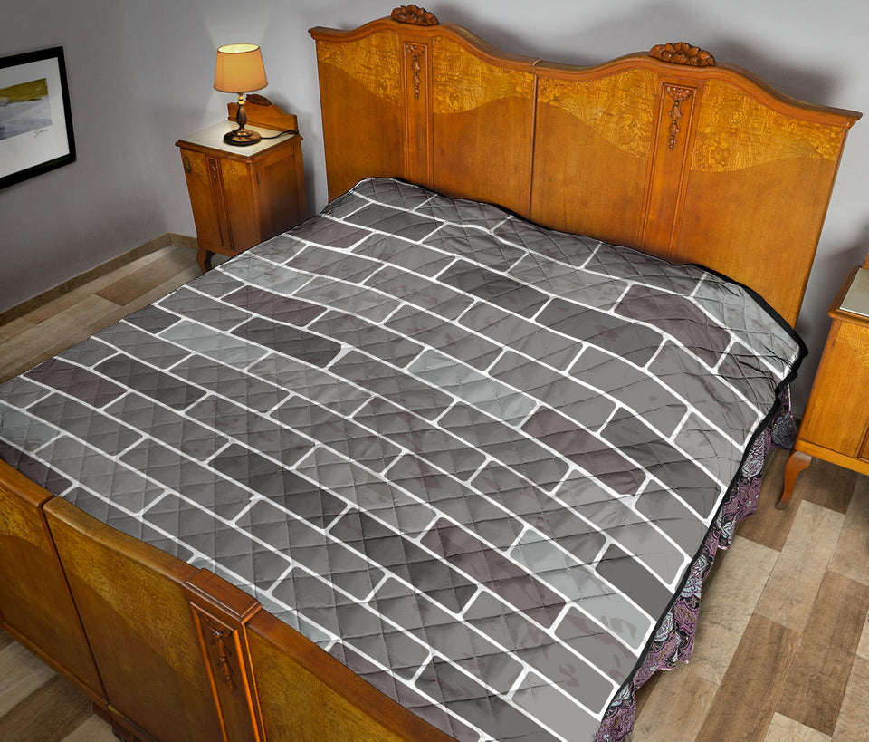 Brick Printed Pattern Print Design 05 Premium Quilt