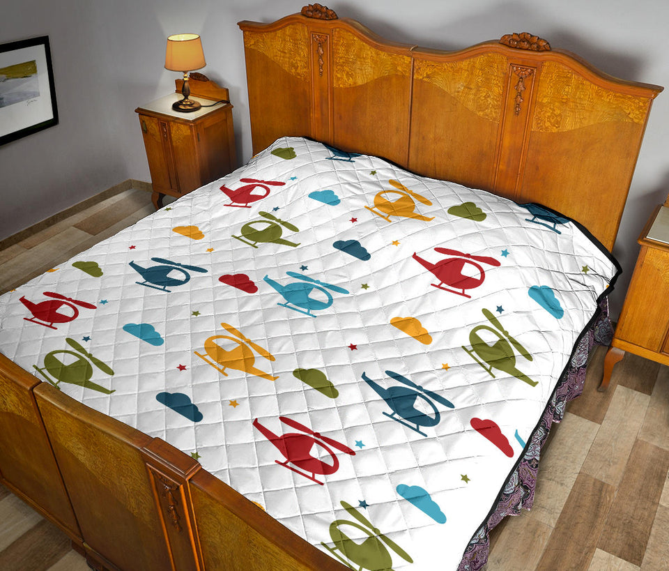 Colorful Helicopter Pattern Premium Quilt