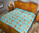 Fox Pattern Blue B Ackground Premium Quilt