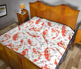 Watercolor Koi Fish Carp Fish Pattern Premium Quilt