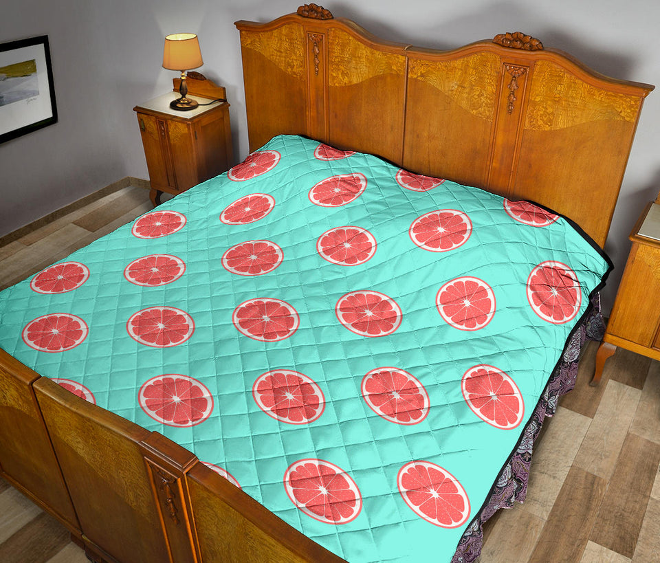 Grapefruit Green Background Premium Quilt