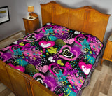 Heart Dot Wave Star Creative Design Pattern Premium Quilt