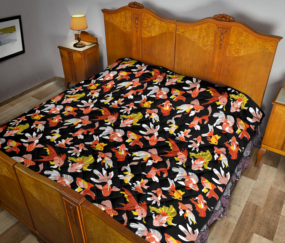 Goldfish Pattern Print Design 03 Premium Quilt