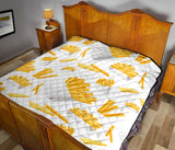 French Fries White Paper Box Pattern Premium Quilt