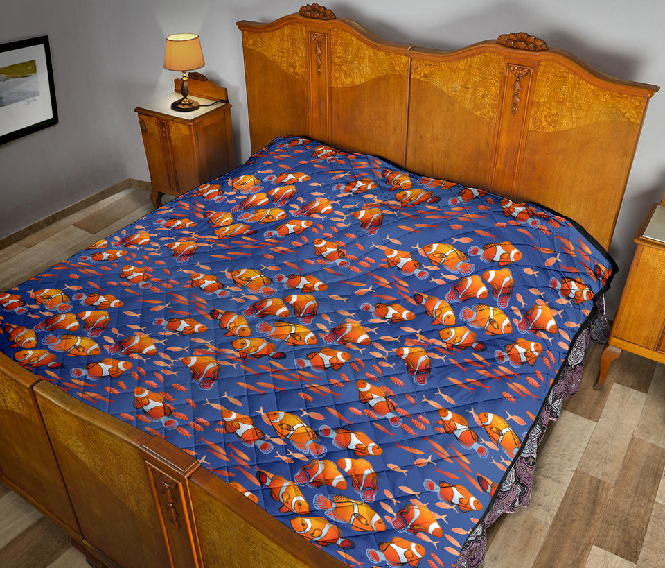Clown Fish Pattern Print Design 04 Premium Quilt