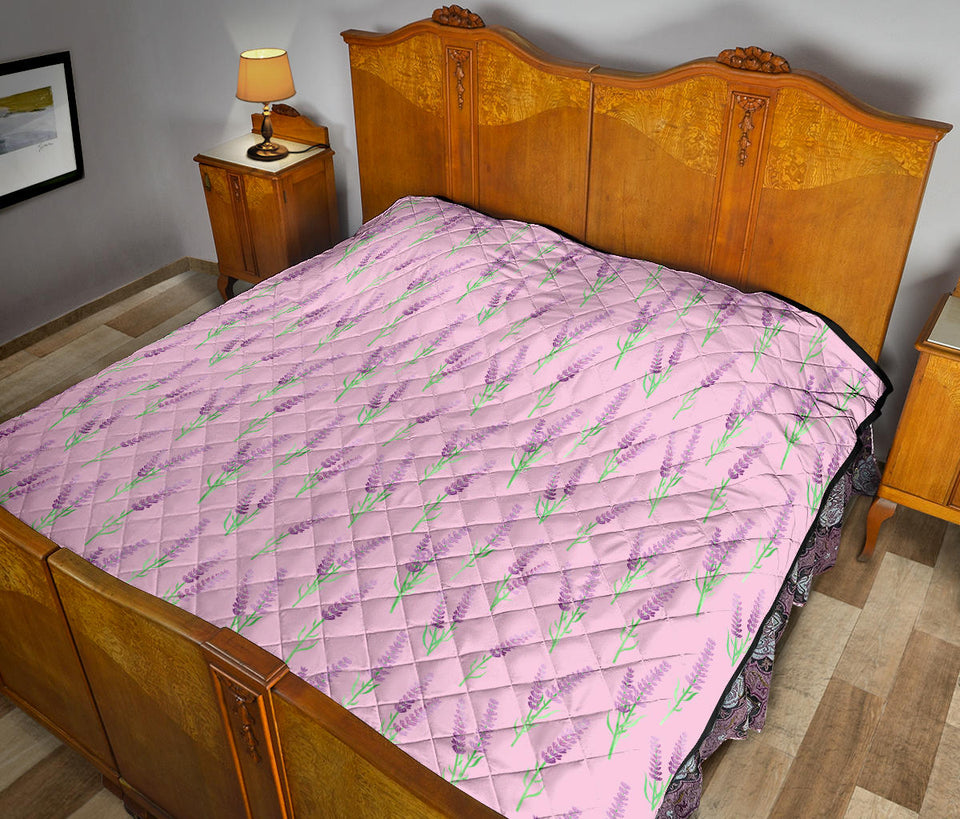 Lavender Pattern Pink Background Premium Quilt