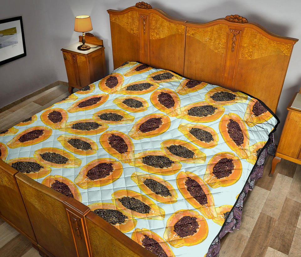 Watercolor Papaya Pattern Premium Quilt