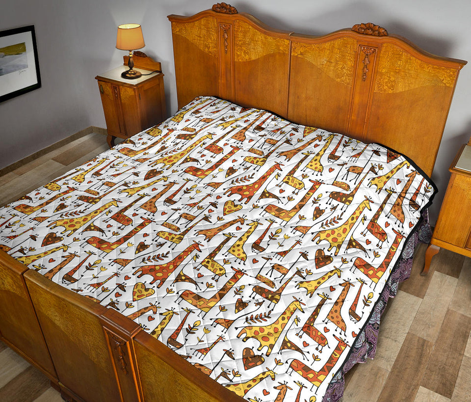 Giraffe Pattern Print Design 04 Premium Quilt