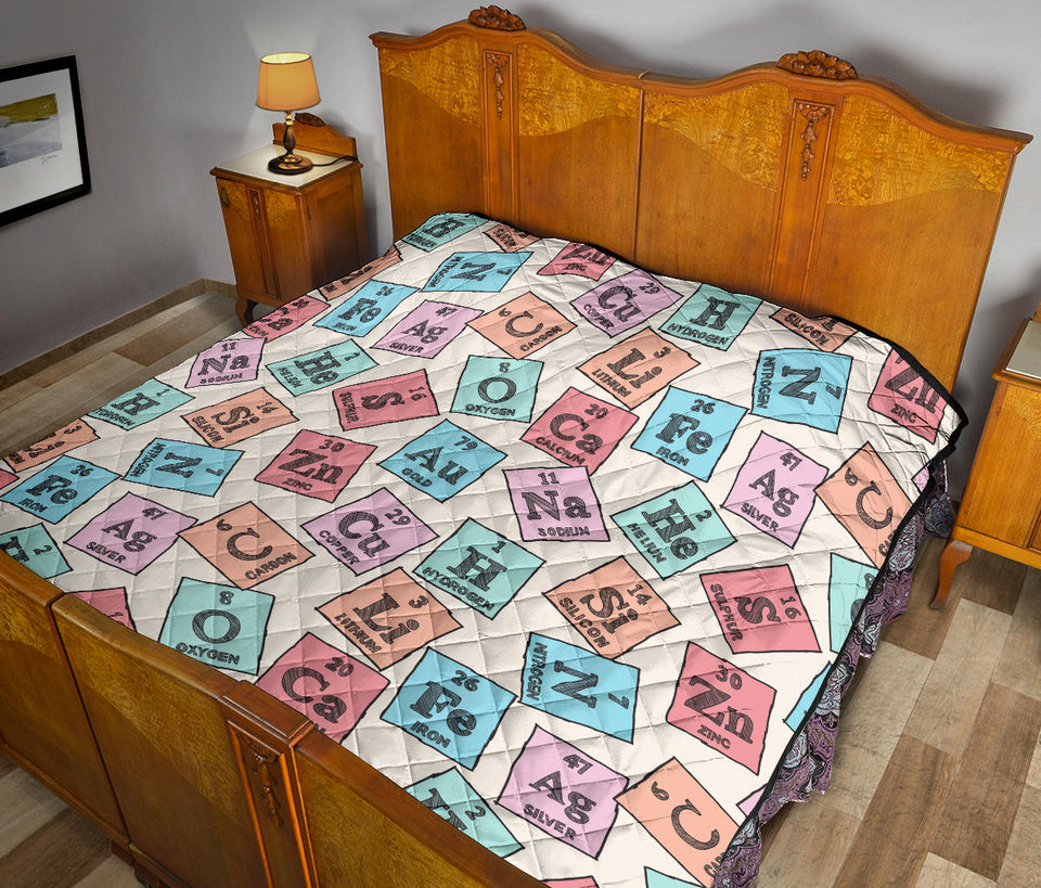 Chemistry Periodic Table Pattern Print Design 02 Premium Quilt