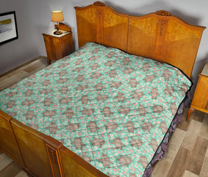 Hippopotamus Pattern Print Design 02 Premium Quilt