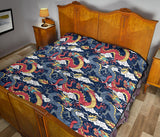 Blue Red Dragon Cloud Pattern Premium Quilt