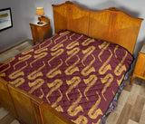 Hand Drawn Gold Saxophone Red Background  Premium Quilt