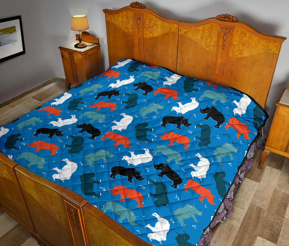 Colorful Rhino Pattern Premium Quilt
