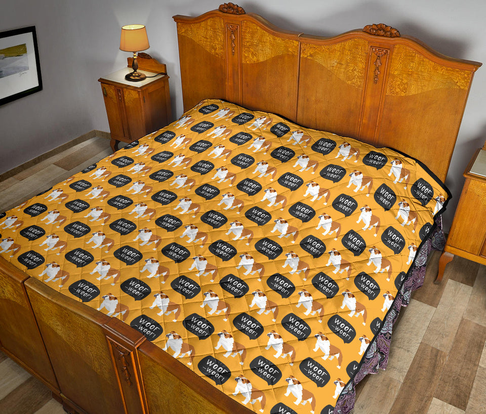 English Bulldog Pattern Print Design 04 Premium Quilt