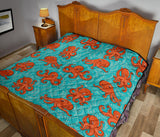 Octopus Turquoise Background Premium Quilt