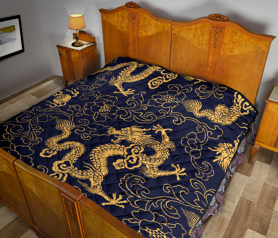 Gold Dragon Pattern Premium Quilt