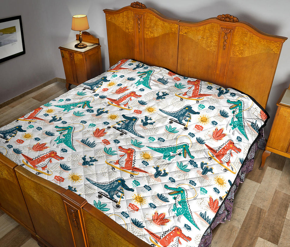 Cute Crocodile Pattern Premium Quilt