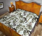 Monkey Sloth Lemur Palm Trees Pattern Premium Quilt