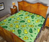 Avocado Pattern Green Background Premium Quilt