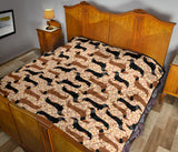 Dachshund Floral Background Premium Quilt