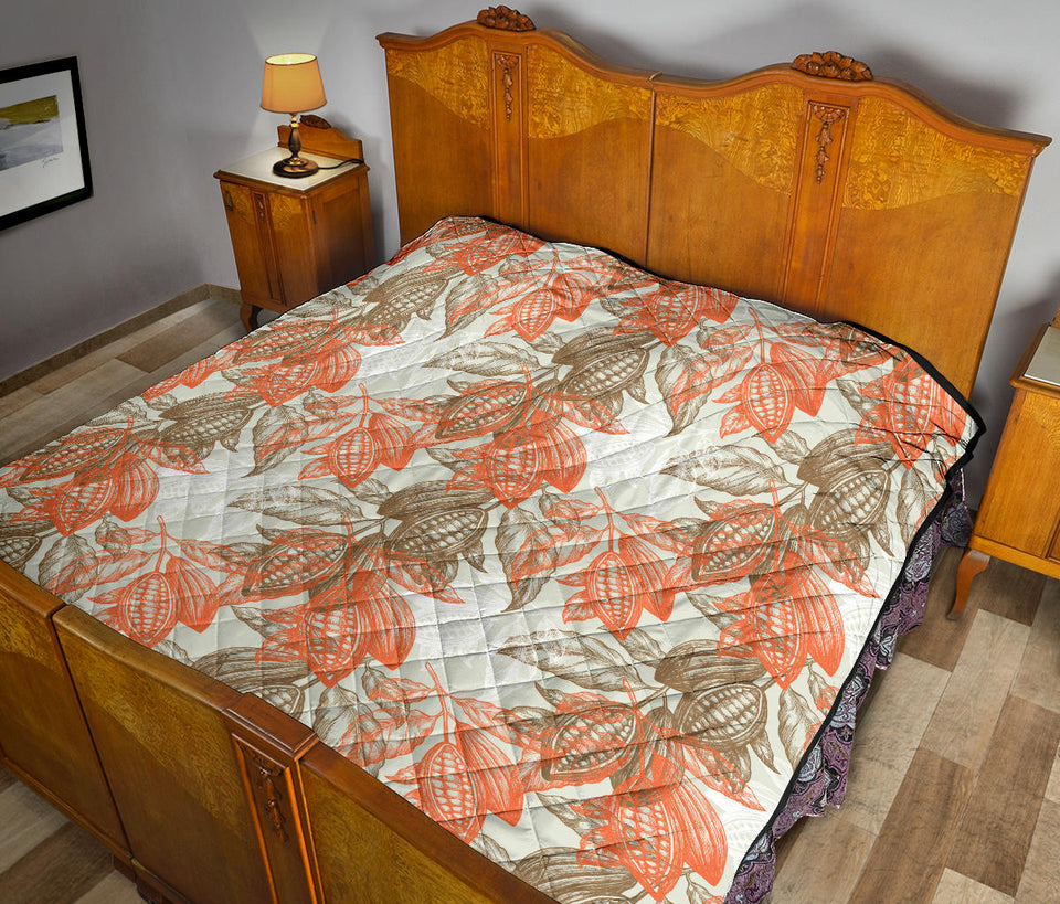 Cocoa Beans Cocoa Tree Pattern Premium Quilt