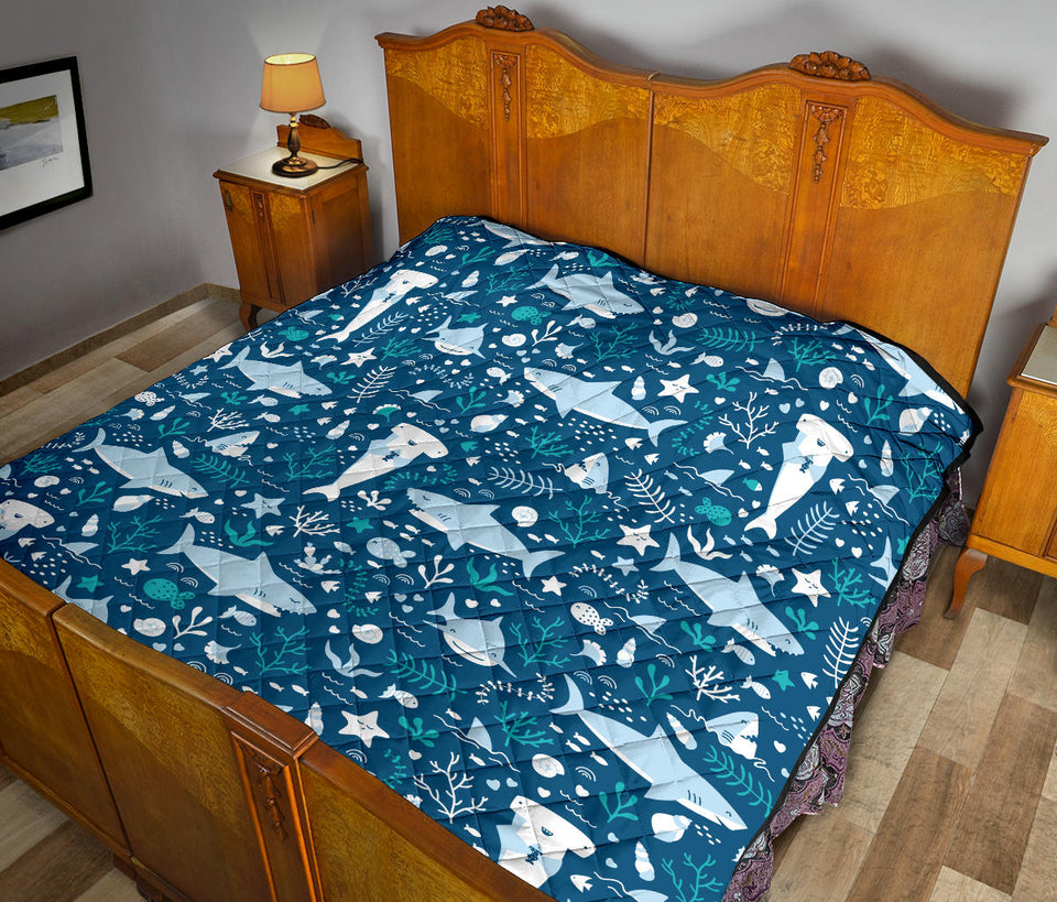 Cute Shark Pattern Premium Quilt