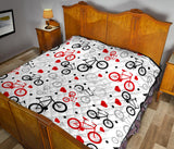 Bicycle Pattern Print Design 04 Premium Quilt