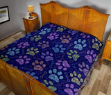 Dog Paws Pattern Print Design 02 Premium Quilt
