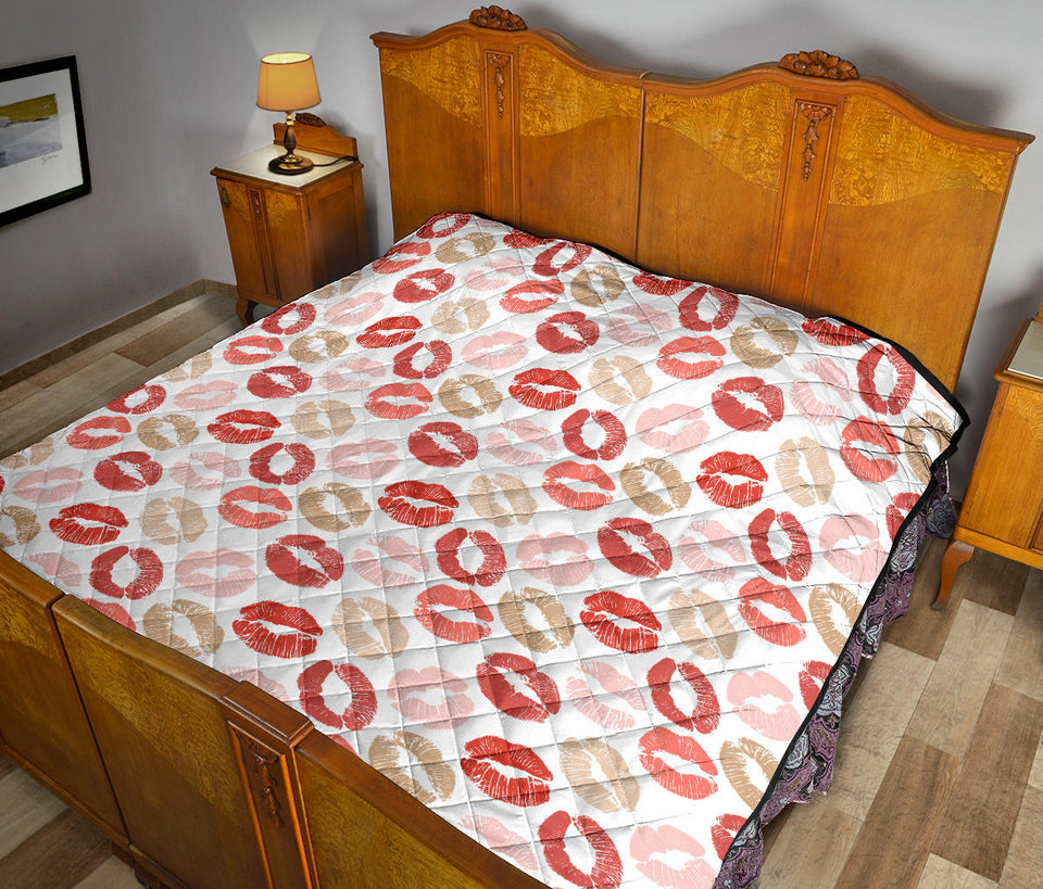 Lips Pattern Print Design 04 Premium Quilt