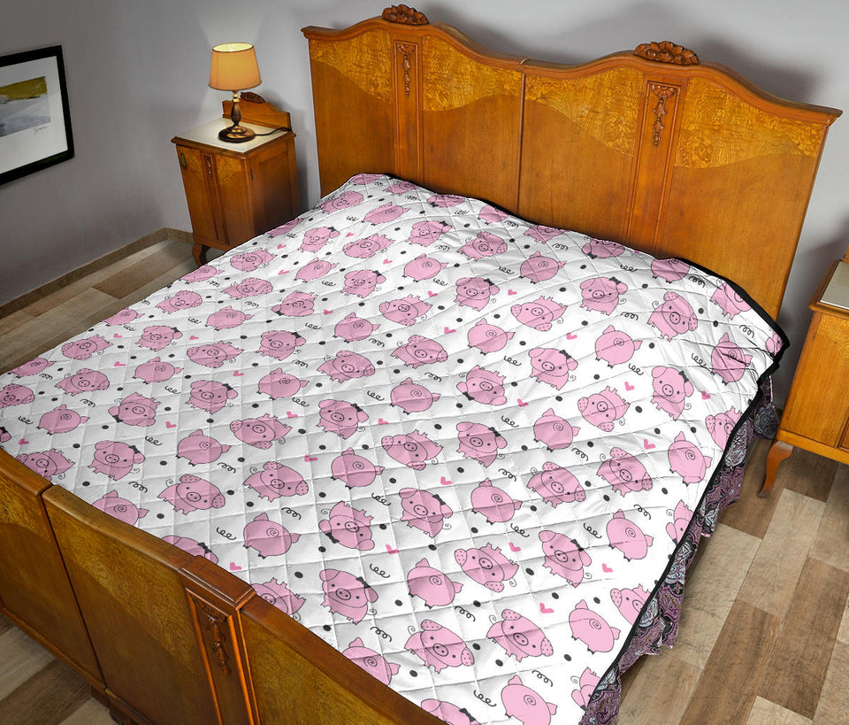 Pig Pattern Print Design 03 Premium Quilt