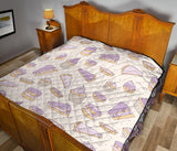 Cakes Pies Tarts Muffins And Eclairs Purple Blueberry Topping Pattern Premium Quilt