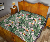 Toucan Tropical Green Jungle Palm Pattern Premium Quilt