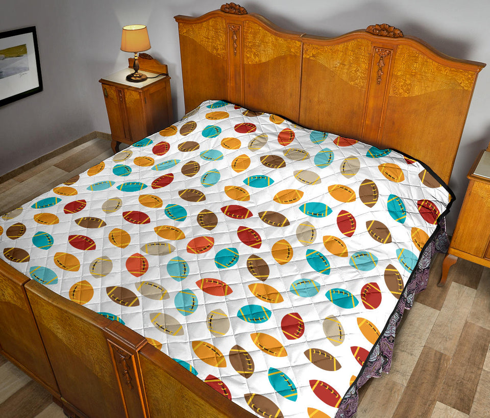 Colorful American Football Ball Pattern Premium Quilt