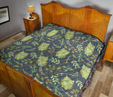 Cute Owls Leaves Pattern Premium Quilt