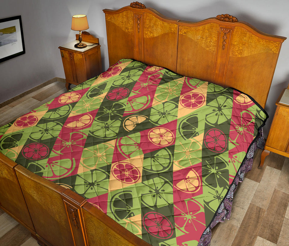Cool Geometric Lime Pattern Premium Quilt