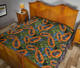 Colorful Papaya Tropical Leaves Premium Quilt