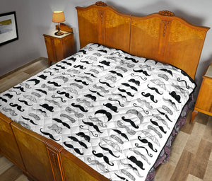 Mustache Beard Pattern Print Design 04 Premium Quilt