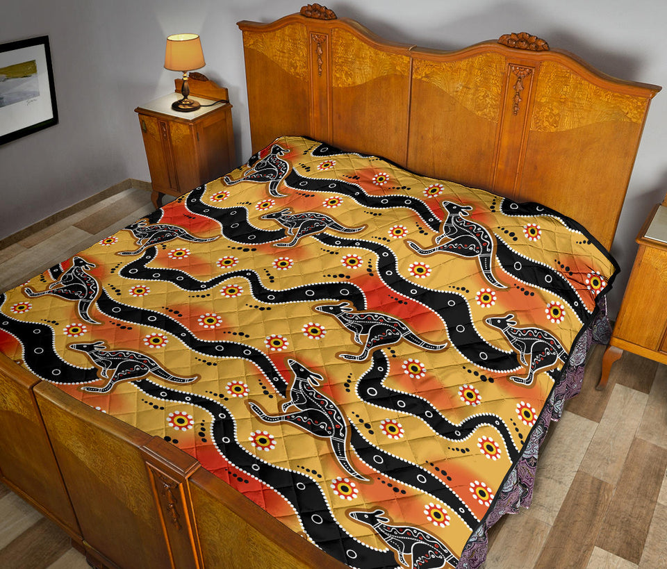 Kangaroo Australian Aboriginal Art Pattern Premium Quilt